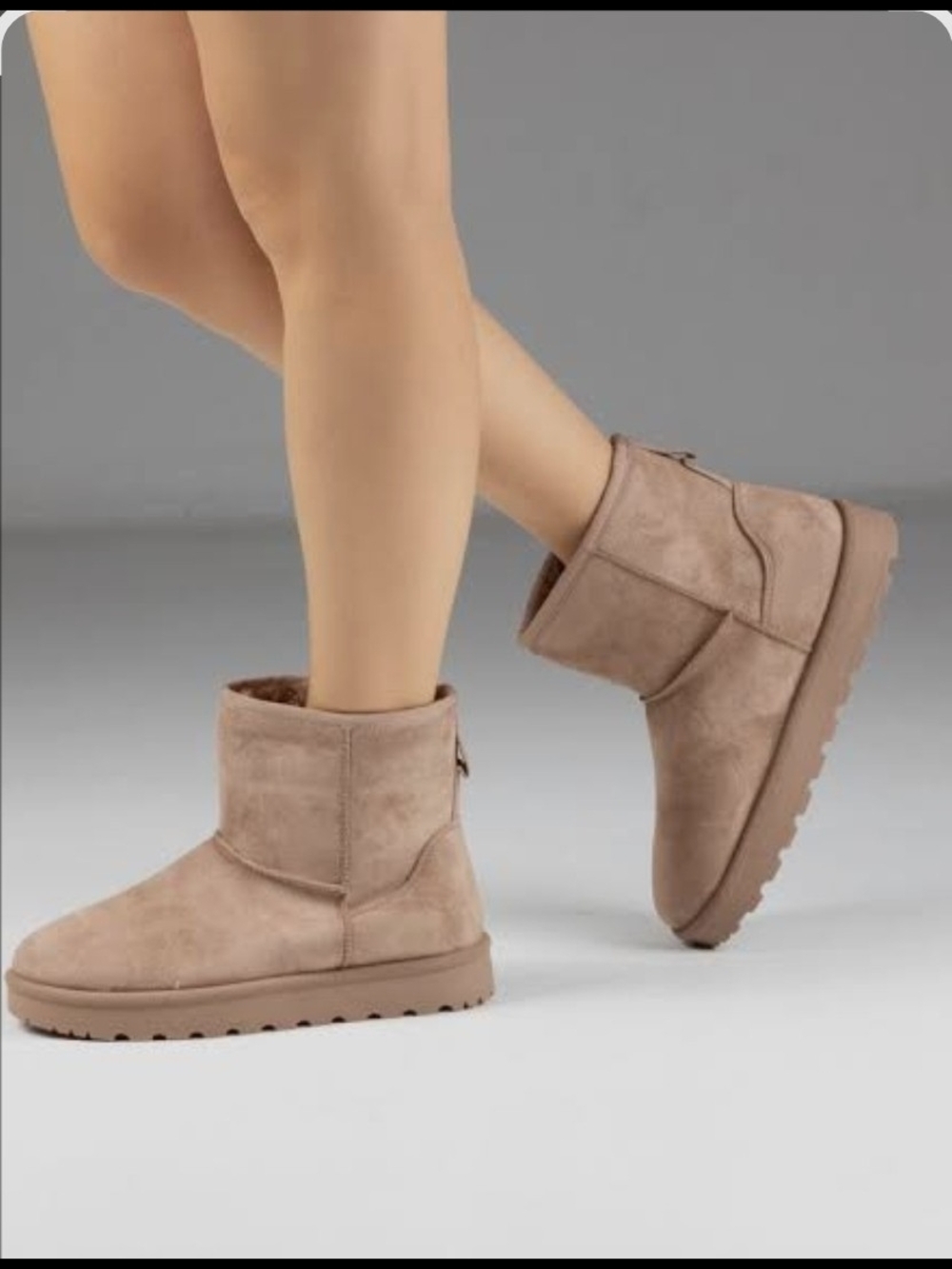 Classic Short Suede Winter Boots - Taupe